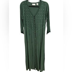 SOFT SURROUNDINGS Sage Green Maxi Dress Button Front Size Small